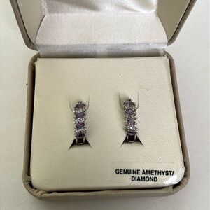 Amethyst/Diamond hoop earrings